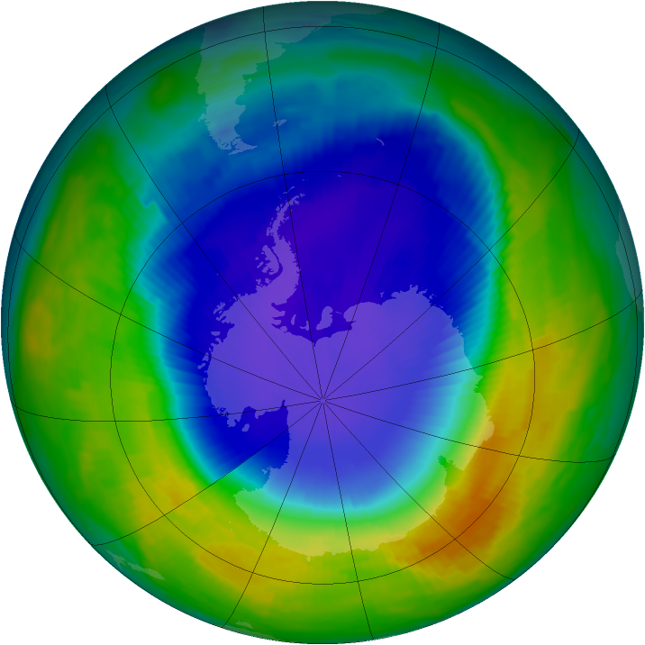 Antarctic ozone map for 03 November 1997